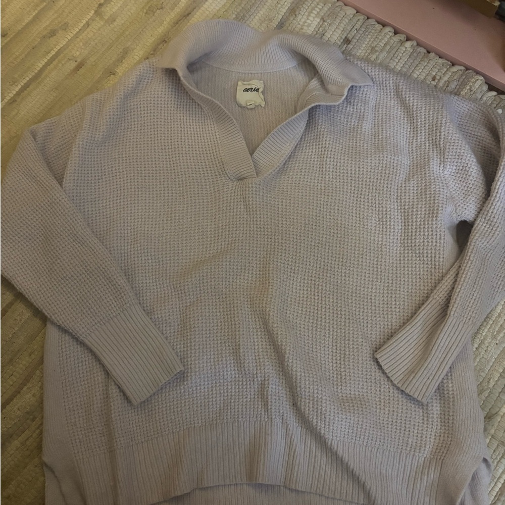 Aerie V-Neck Sweater in Soft Lavender